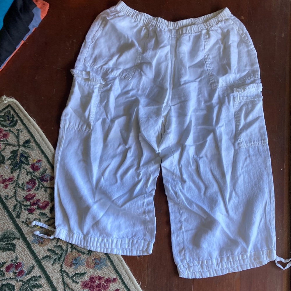 White flax pants